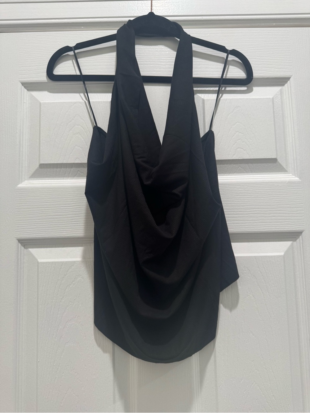 naked wardrobe Black Draped Cowl Halter Camisole